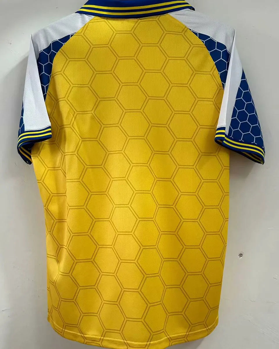 1998 Ukraine Home Yellow Retro Fans Soccer Jersey Back