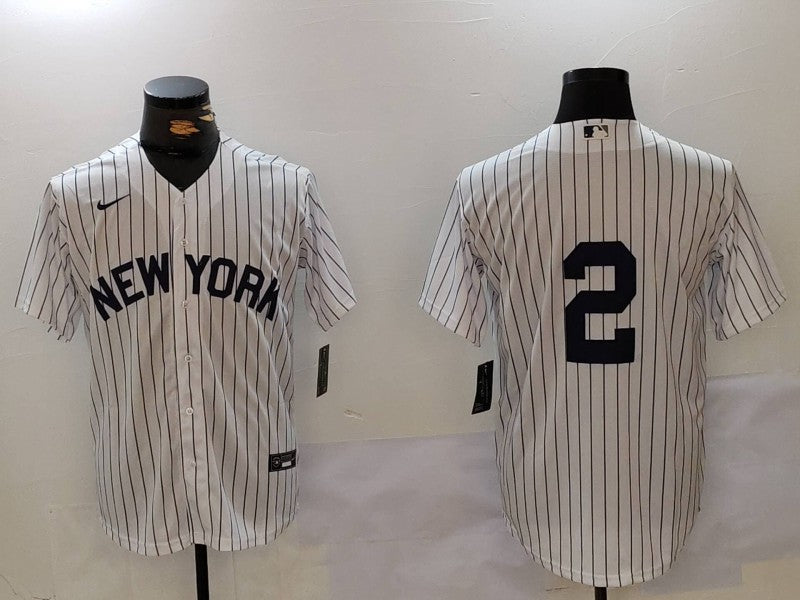 Men's New York Yankees Derek Jeter #2 White Player Name Jerseys