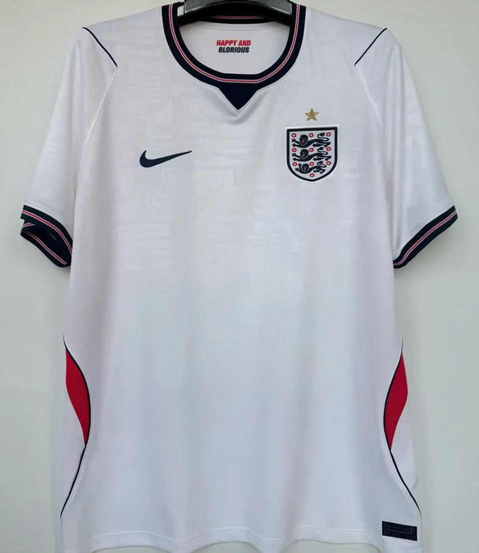 2026/27 England 1:1 Quality Home White Fans Soccer Jersey (Have Right Patch 有右臂章 金底白字） Back