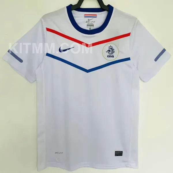2010 Netherlands Away White Retro Jersey Detail 1