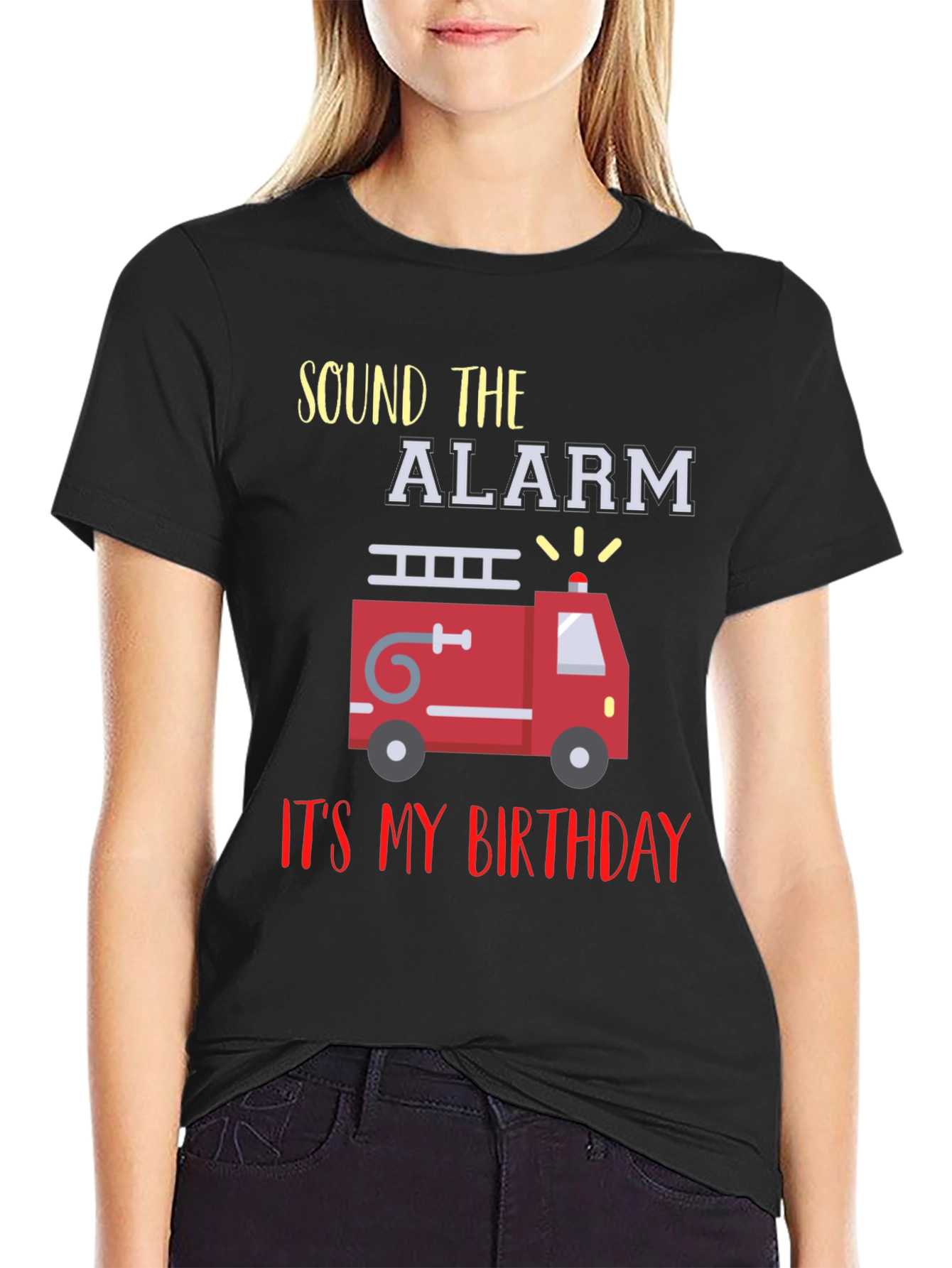 Fire Truck Birthday T-Shirt - Sound the Alarm!