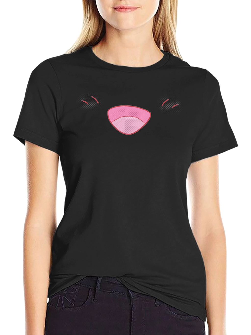 Funny Face Graphic Tee - Black Cotton Comfort