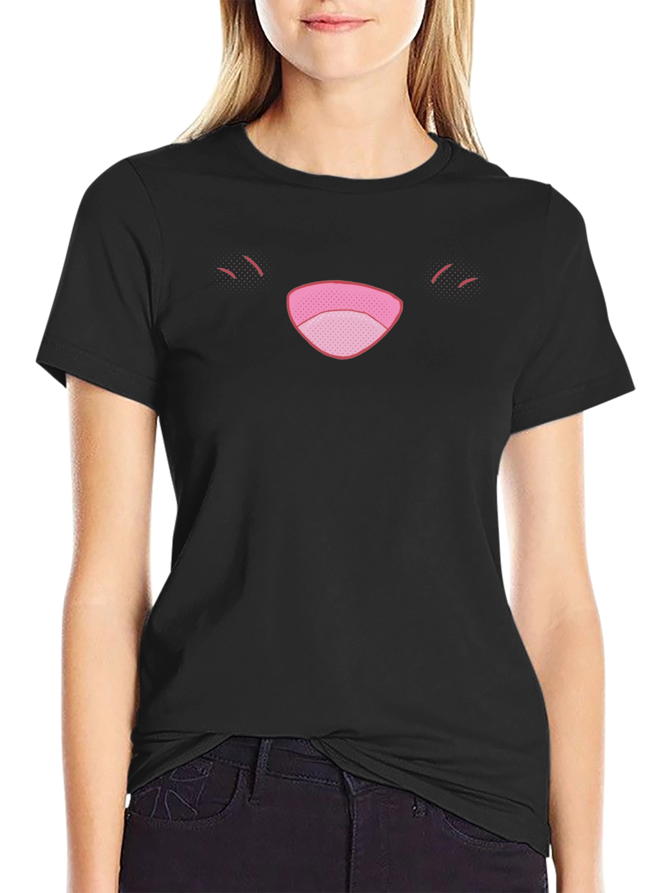 Funny Face Graphic Tee - Black Cotton Comfort