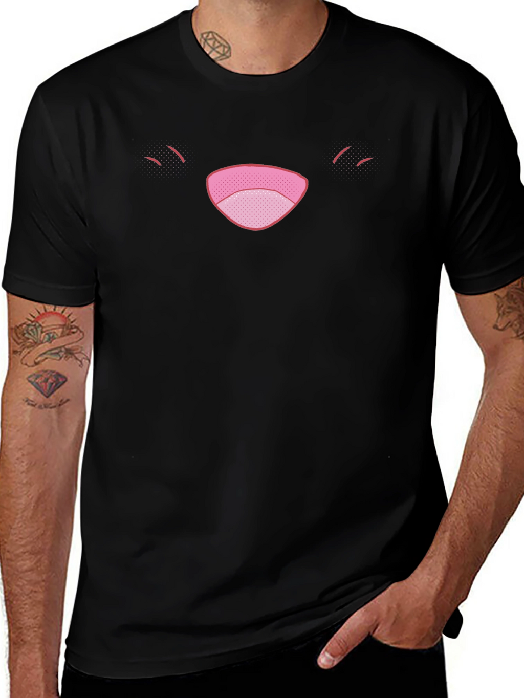 Funny Face Graphic Tee - Black Cotton Comfort