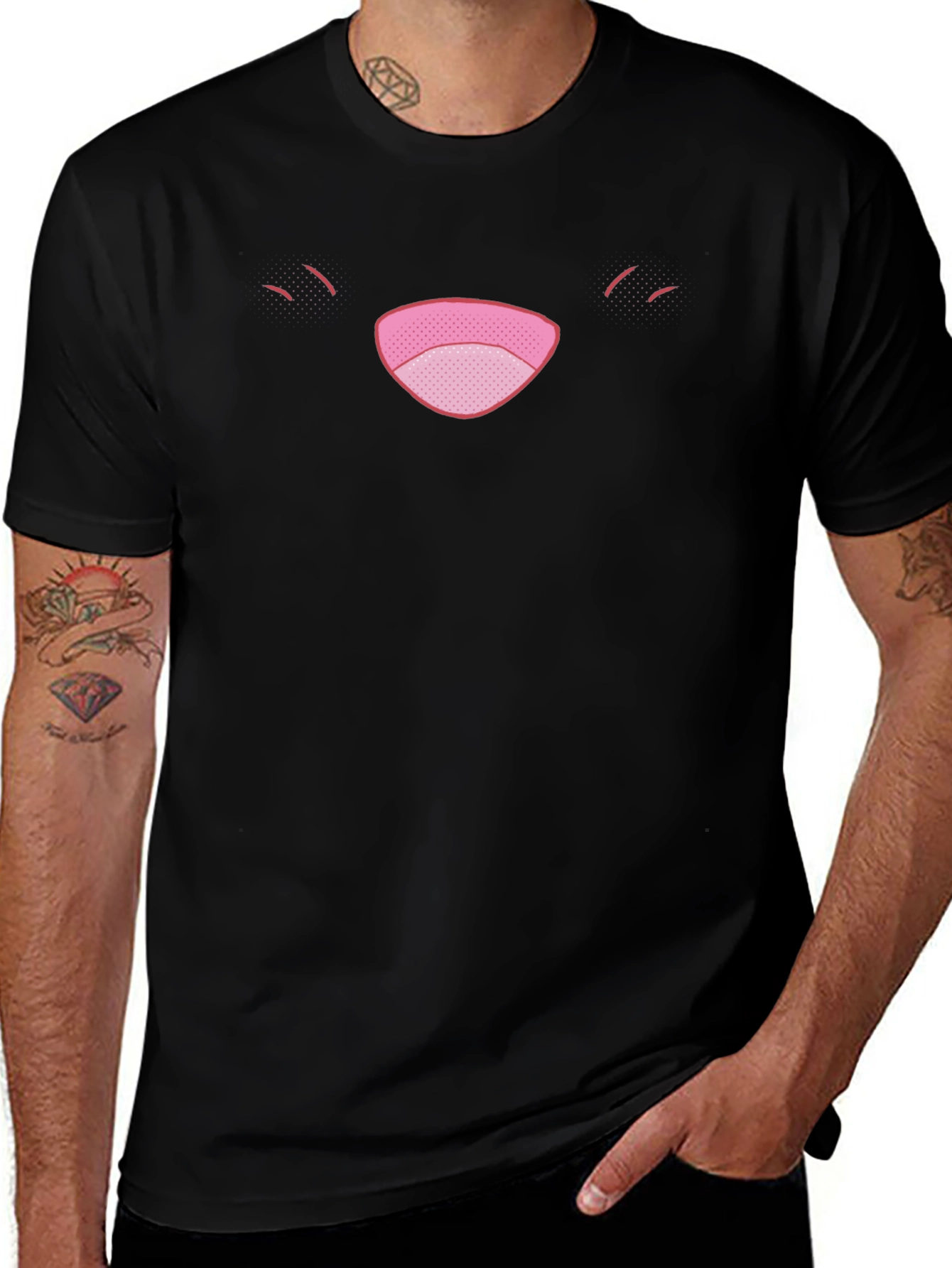 Funny Face Graphic Tee - Black Cotton Comfort