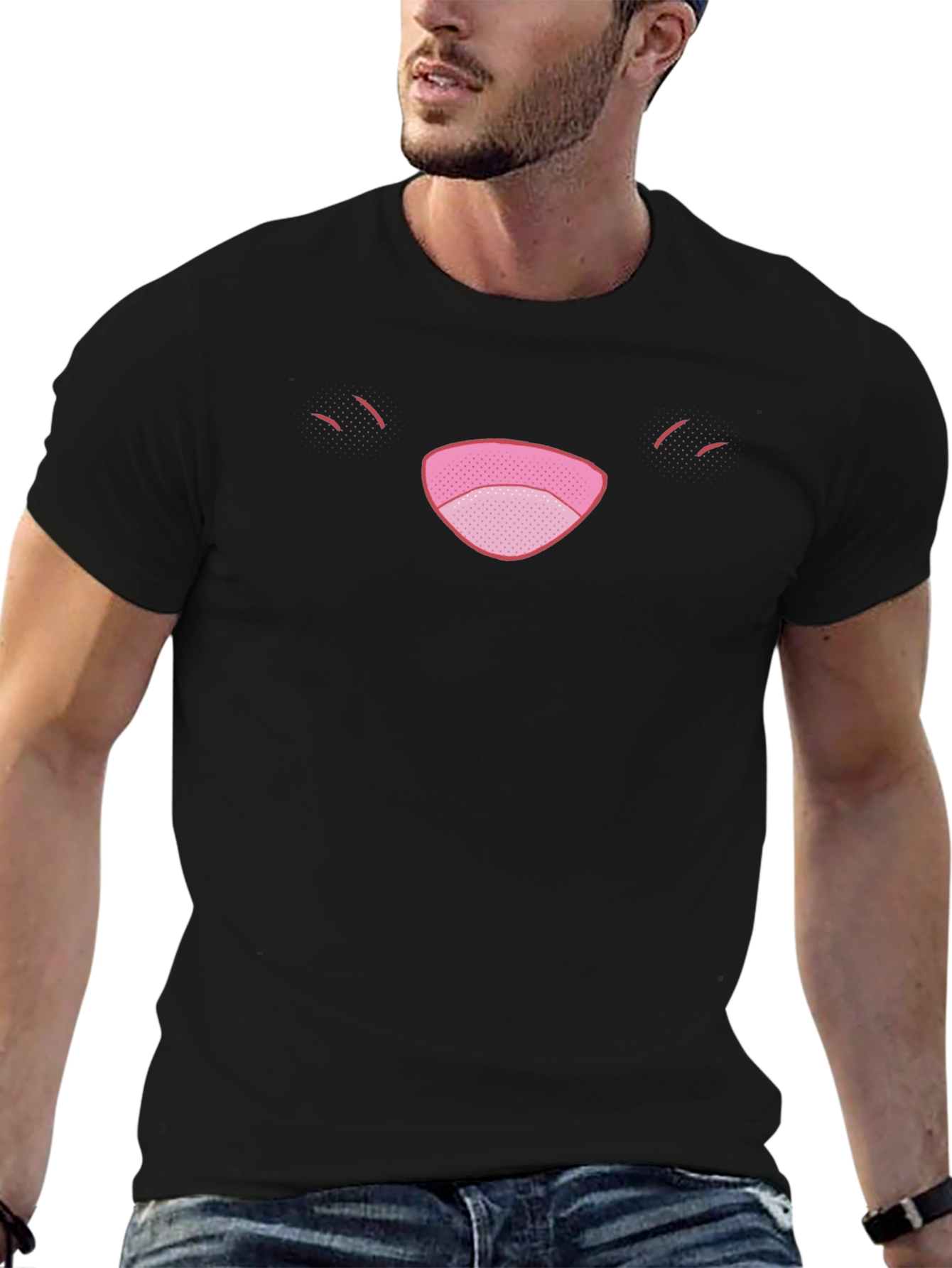 Funny Face Graphic Tee - Black Cotton Comfort