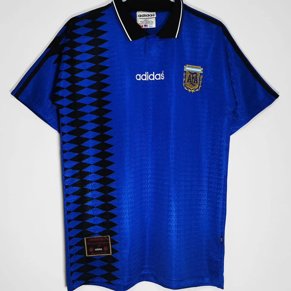 1994 Argentina Away Blue Retro Soccer Jersey Front