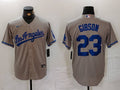 Men's Los Angeles Dodgers Kirk Gibson #23 Gray Game Jerseys