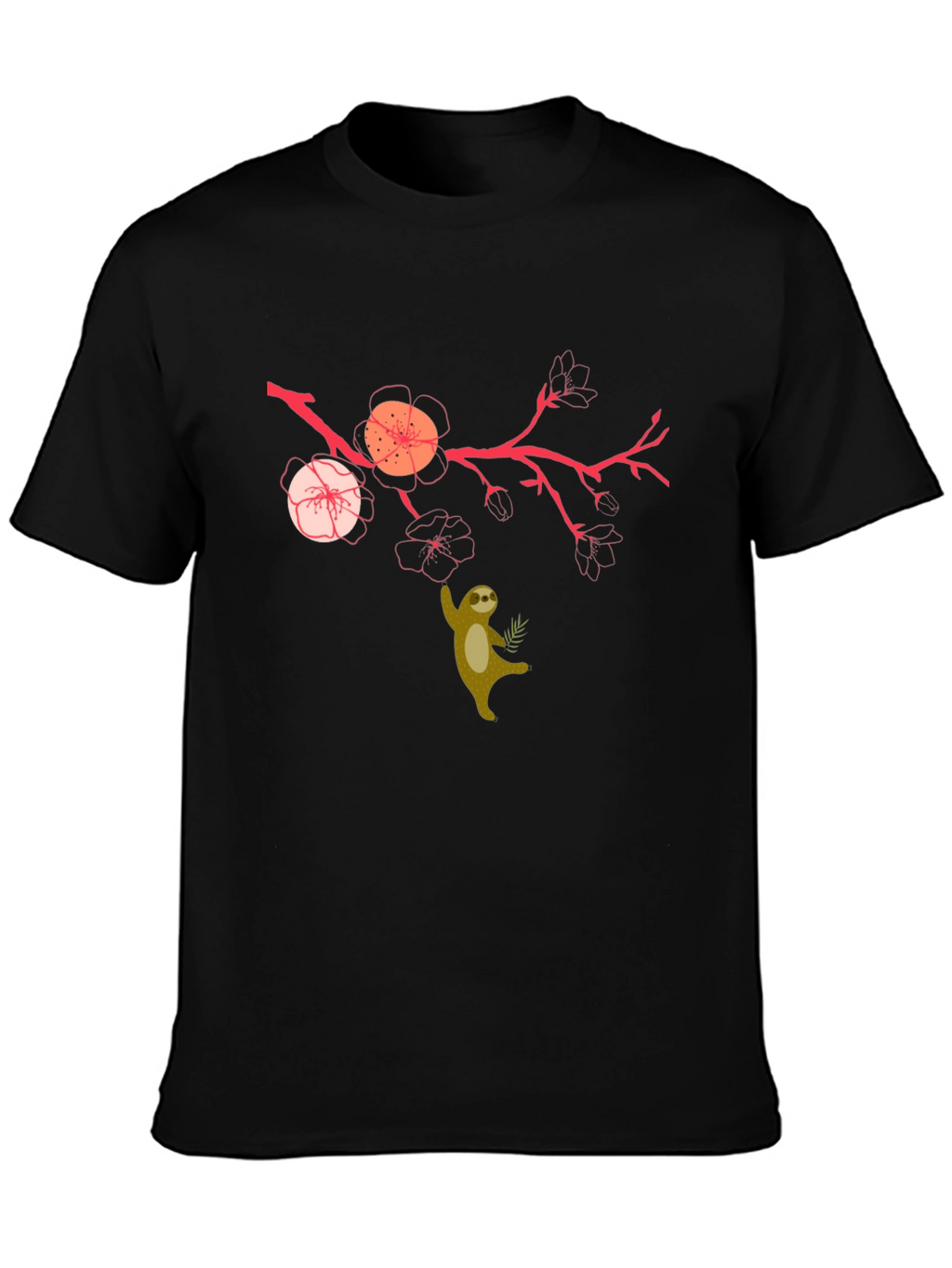 Sloth & Cherry Blossom Graphic Tee - Relaxed Fit