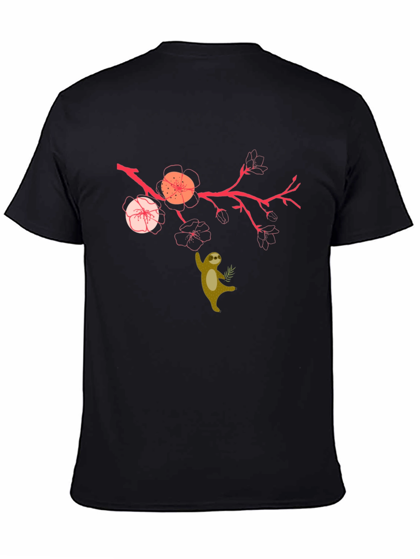 Sloth & Cherry Blossom Graphic Tee - Relaxed Fit