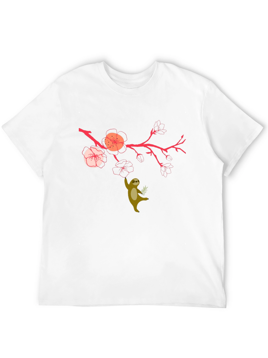 Sloth & Cherry Blossom Graphic Tee - Relaxed Fit