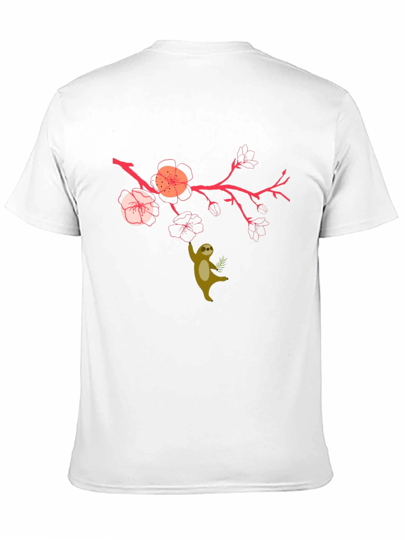 Sloth & Cherry Blossom Graphic Tee - Relaxed Fit