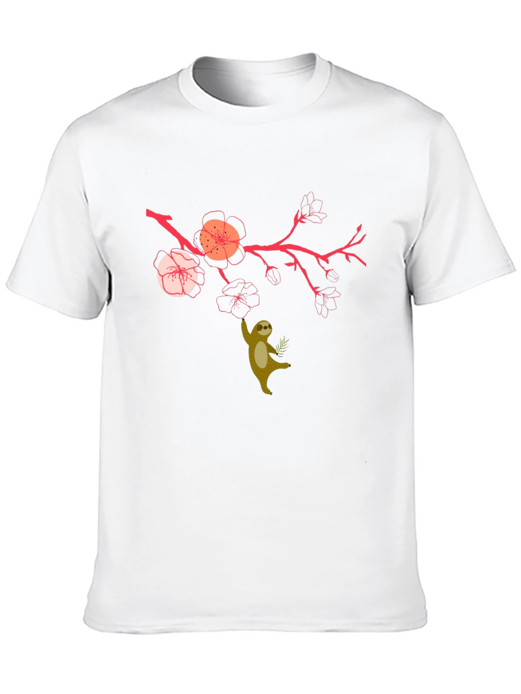 Sloth & Cherry Blossom Graphic Tee - Relaxed Fit