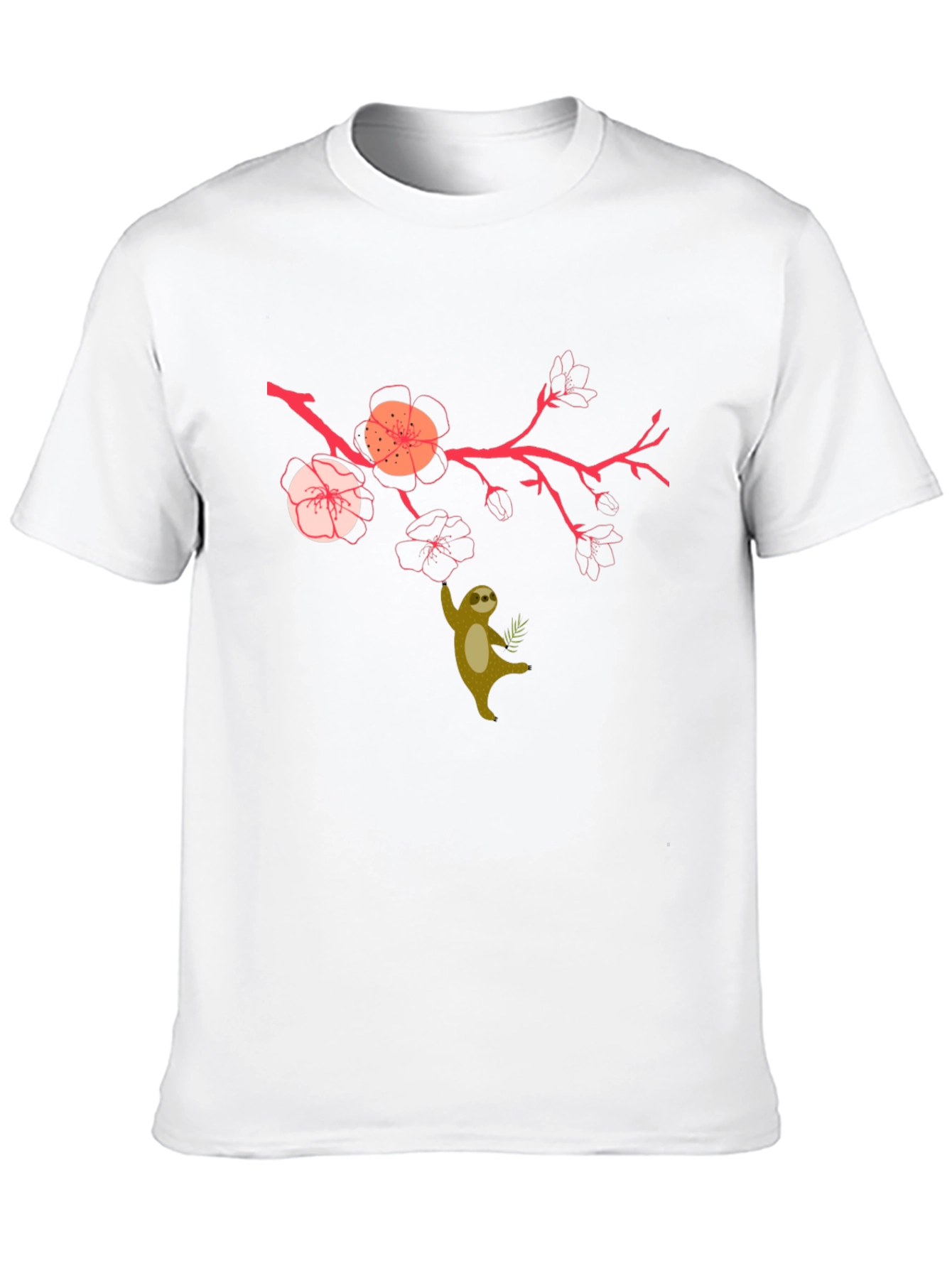 Sloth & Cherry Blossom Graphic Tee - Relaxed Fit