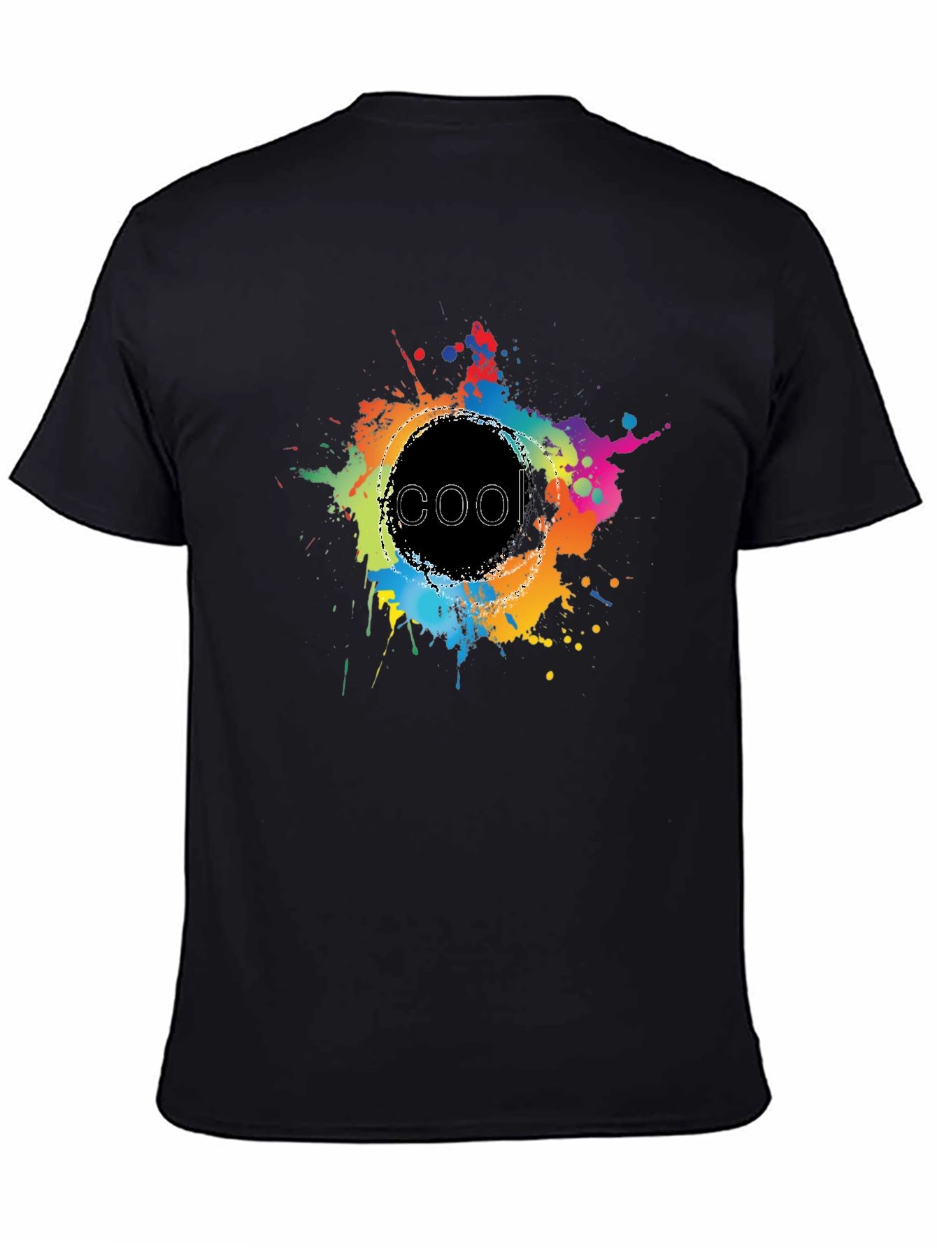 Cool Splatter Graphic Tee - Black Cotton T-Shirt