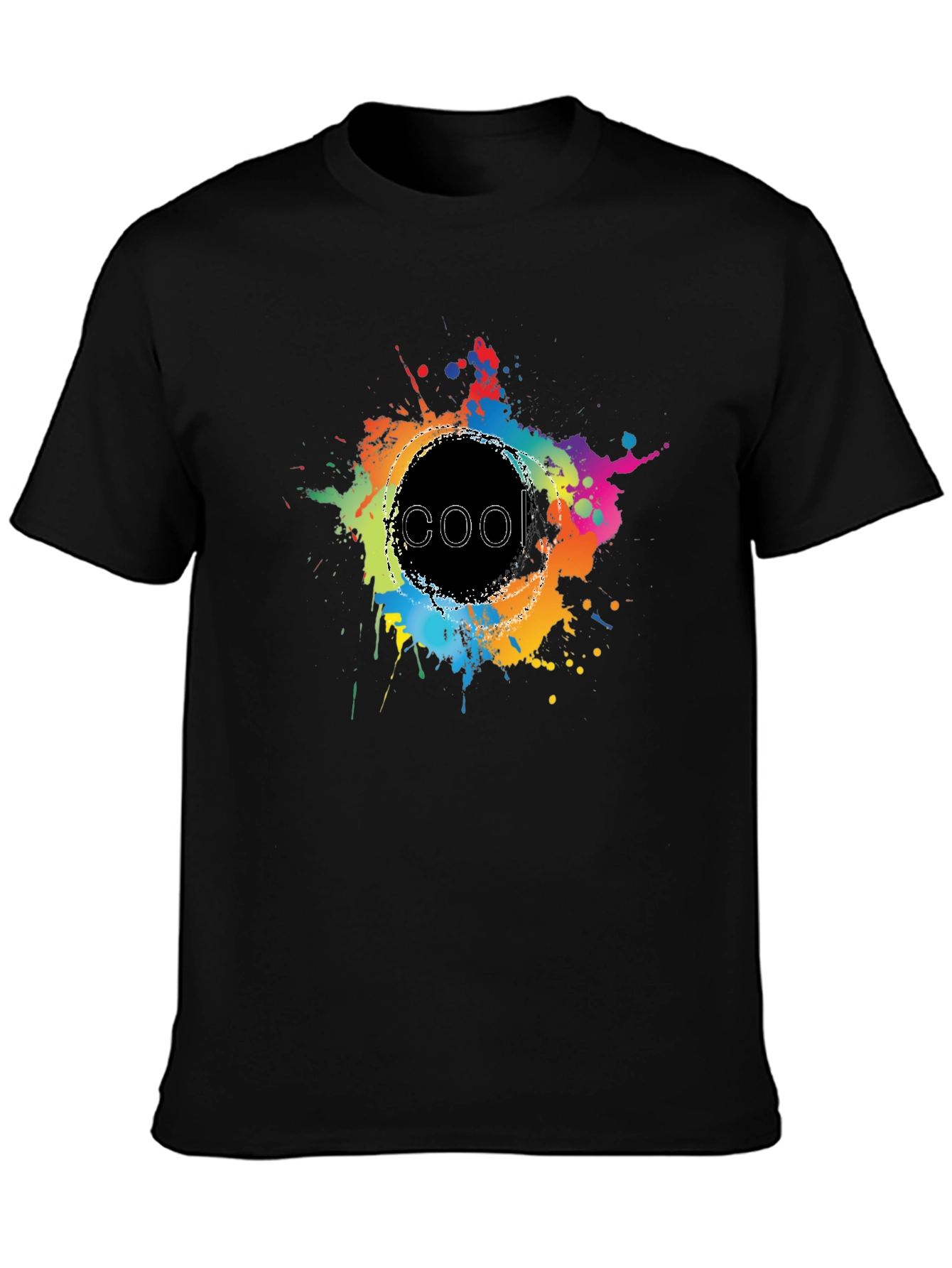 Cool Splatter Graphic Tee - Black Cotton T-Shirt