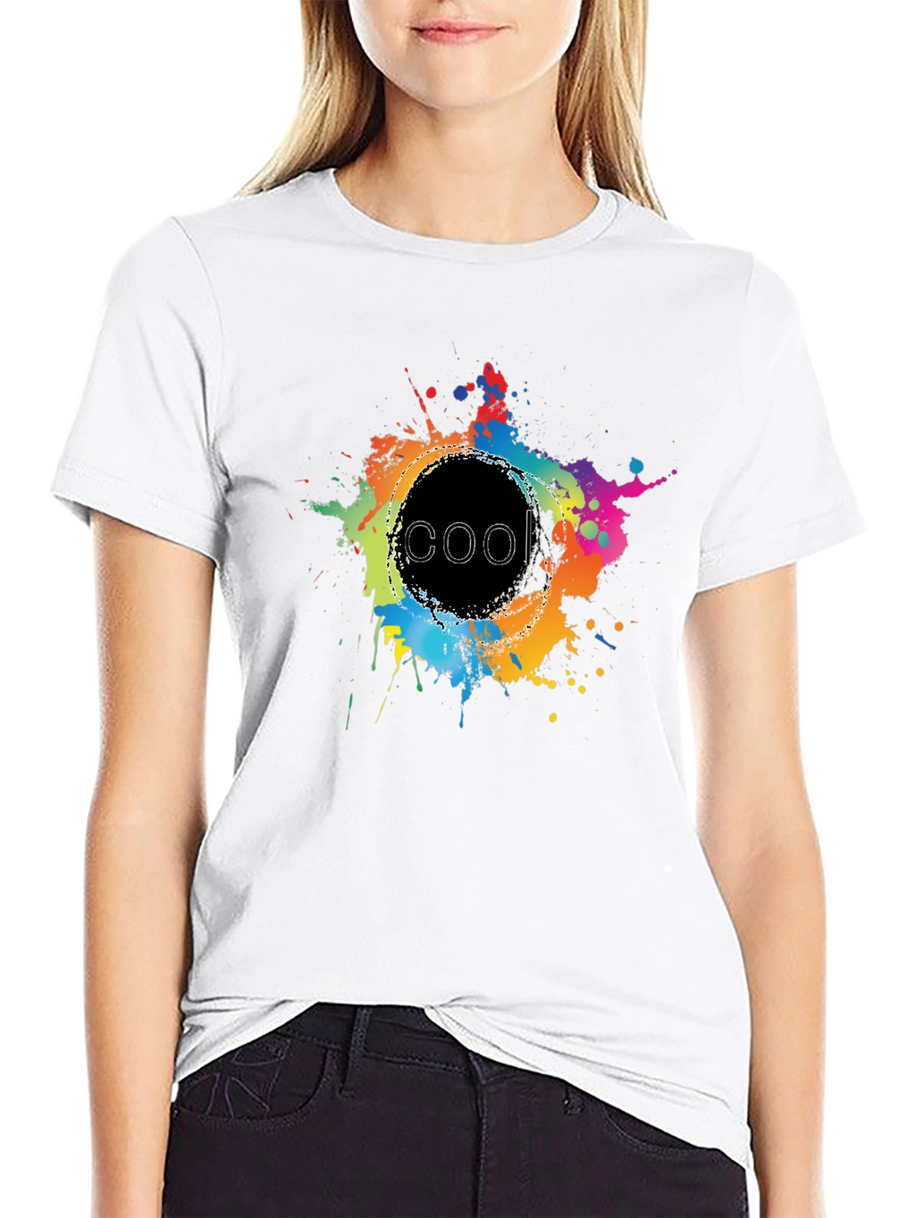 Cool Splatter Graphic Tee - Black Cotton T-Shirt