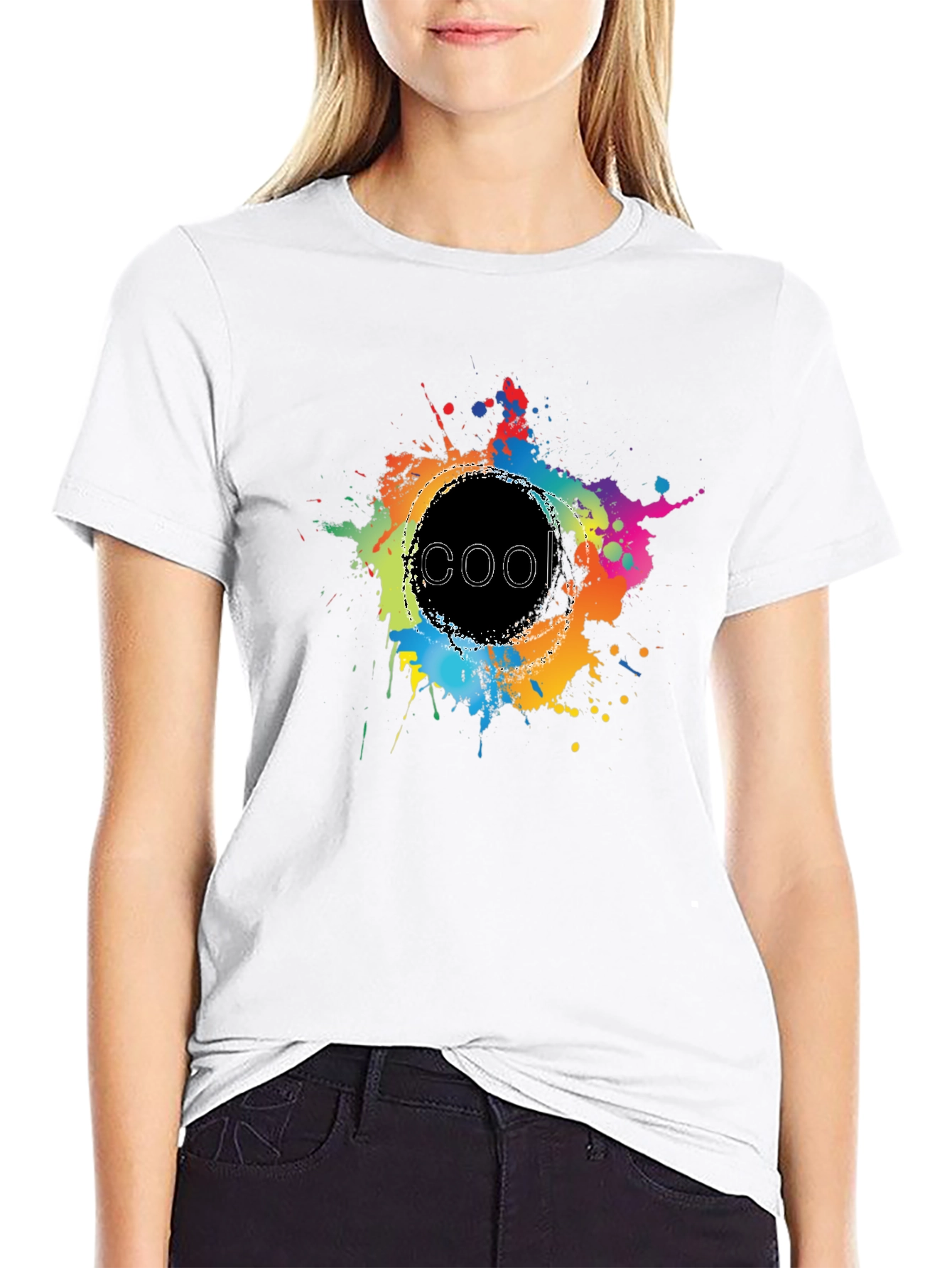 Cool Splatter Graphic Tee - Black Cotton T-Shirt