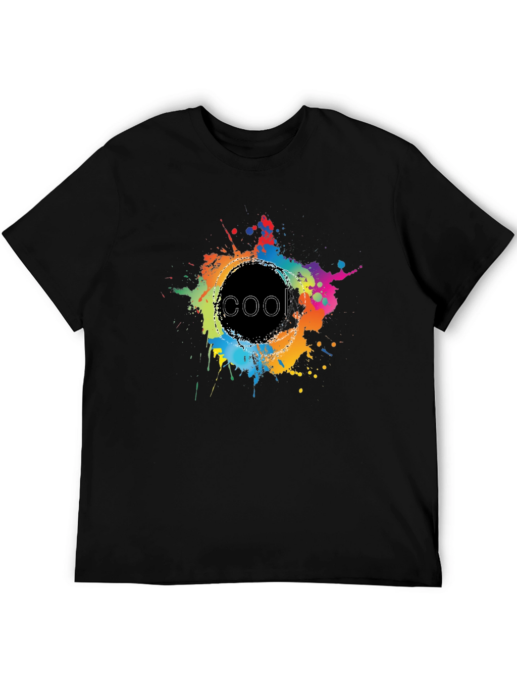 Cool Splatter Graphic Tee - Black Cotton T-Shirt