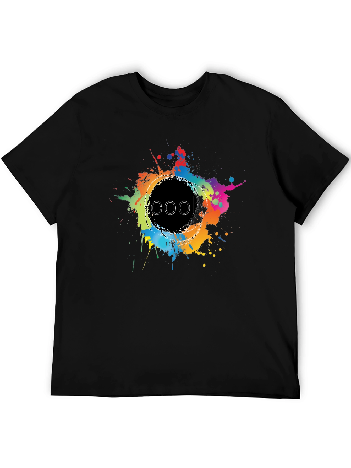 Cool Splatter Graphic Tee - Black Cotton T-Shirt
