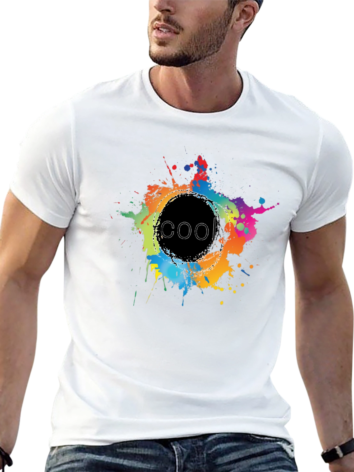 Cool Splatter Graphic Tee - Black Cotton T-Shirt