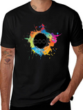 Cool Splatter Graphic Tee - Black Cotton T-Shirt