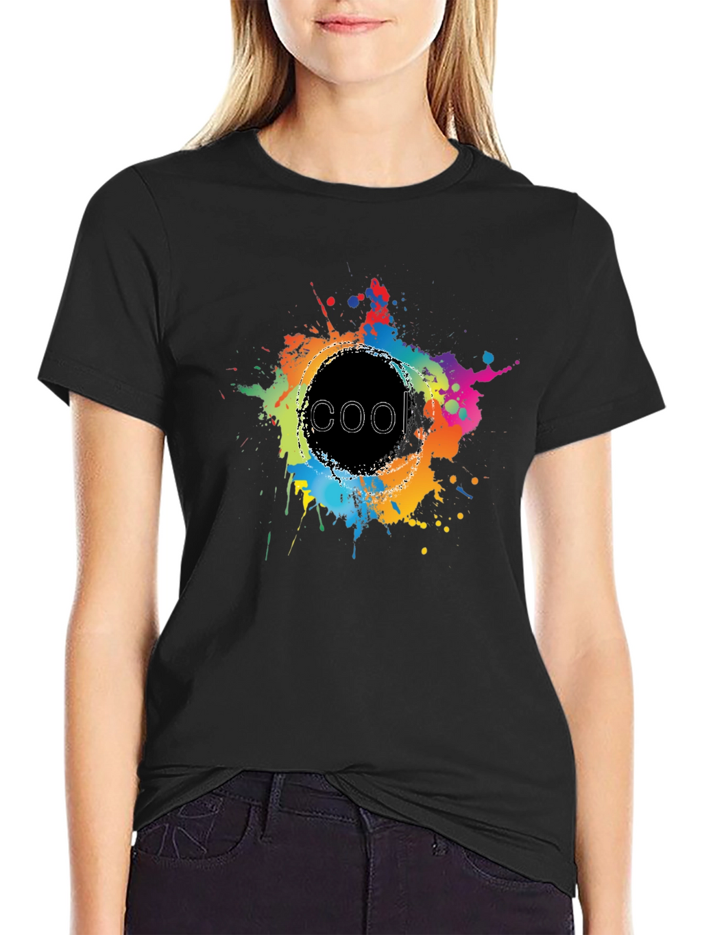 Cool Splatter Graphic Tee - Black Cotton T-Shirt