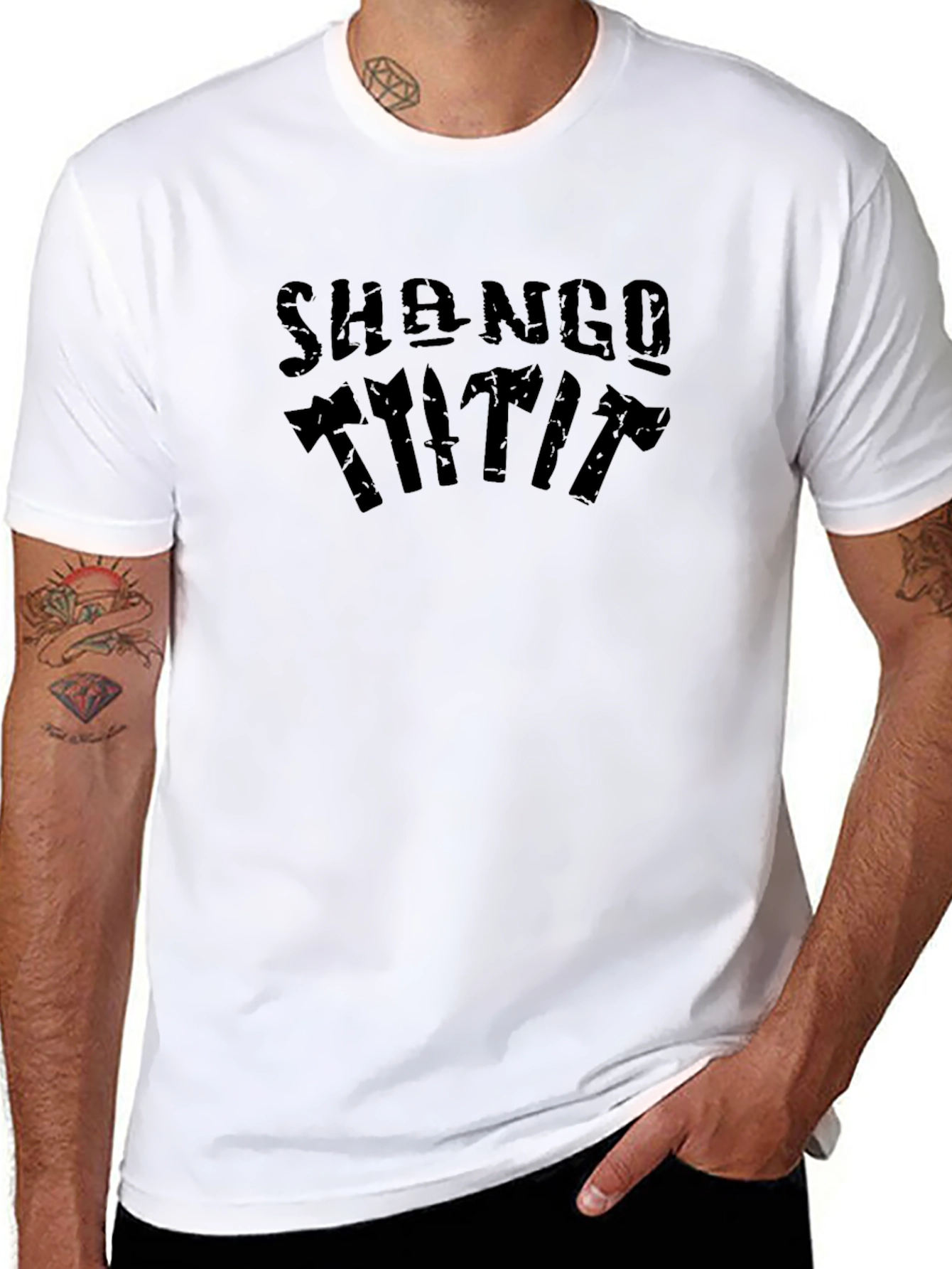 Shango T-Shirt: Axe and Knife Design