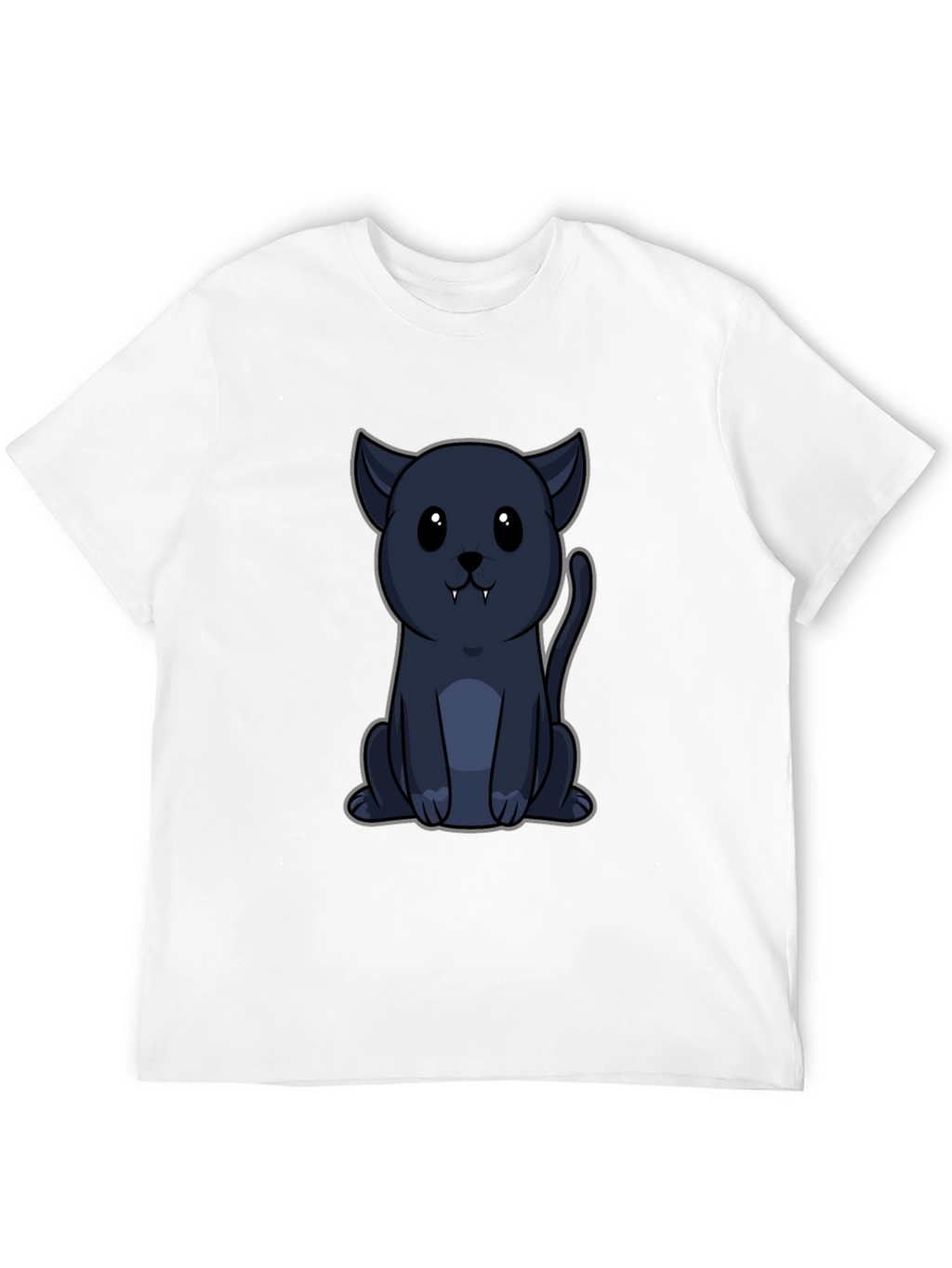 Cute Vampire Cat Graphic Tee - Black T-Shirt