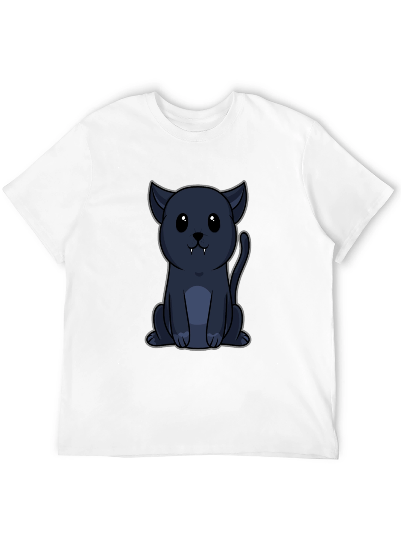 Cute Vampire Cat Graphic Tee - Black T-Shirt