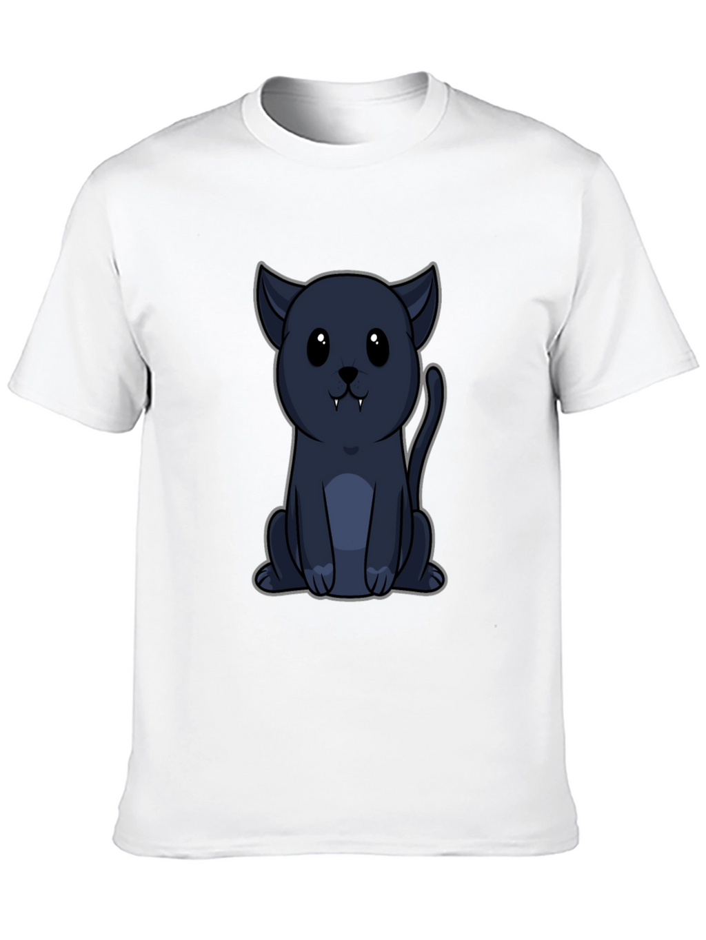 Cute Vampire Cat Graphic Tee - Black T-Shirt