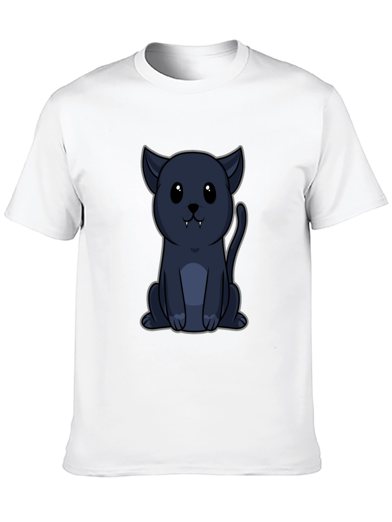 Cute Vampire Cat Graphic Tee - Black T-Shirt