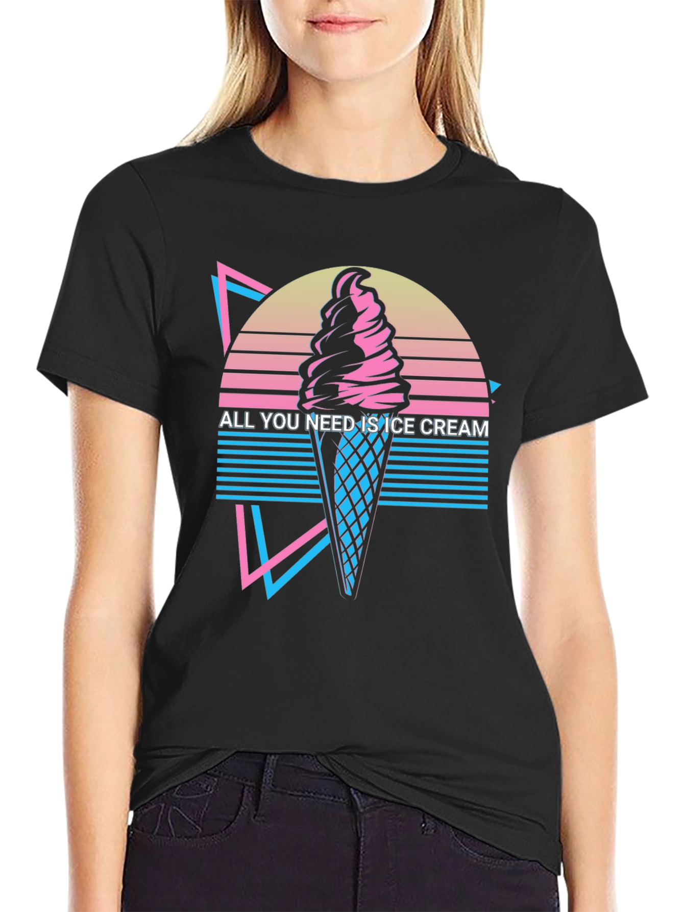 Retro Ice Cream Graphic Tee - All You Need is Ice Cream