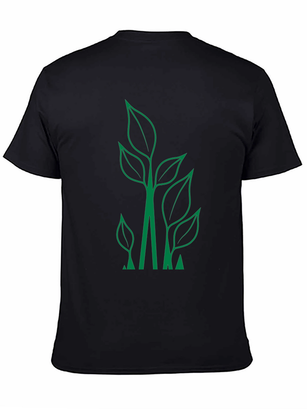 Eco-Friendly Leaf Design Black T-Shirt