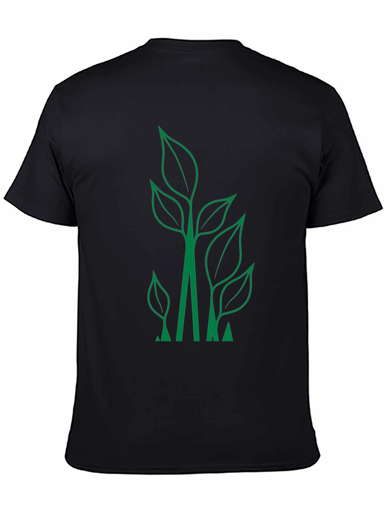 Eco-Friendly Leaf Design Black T-Shirt