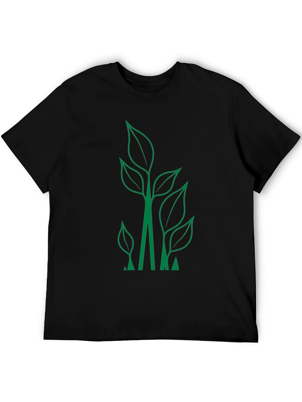 Eco-Friendly Leaf Design Black T-Shirt