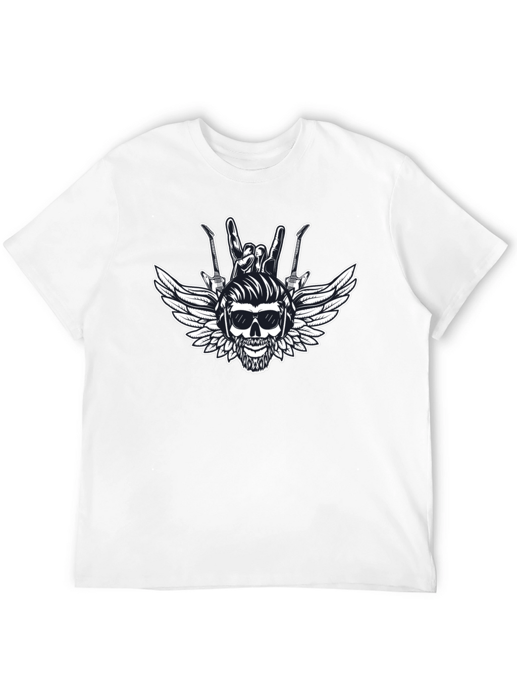 Rock & Roll Skull Graphic T-Shirt