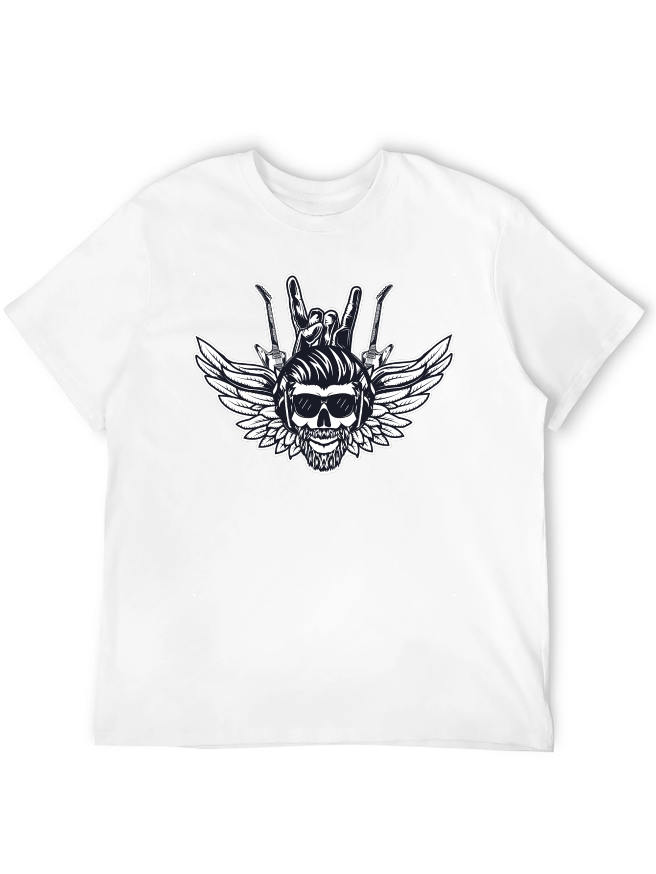 Rock & Roll Skull Graphic T-Shirt