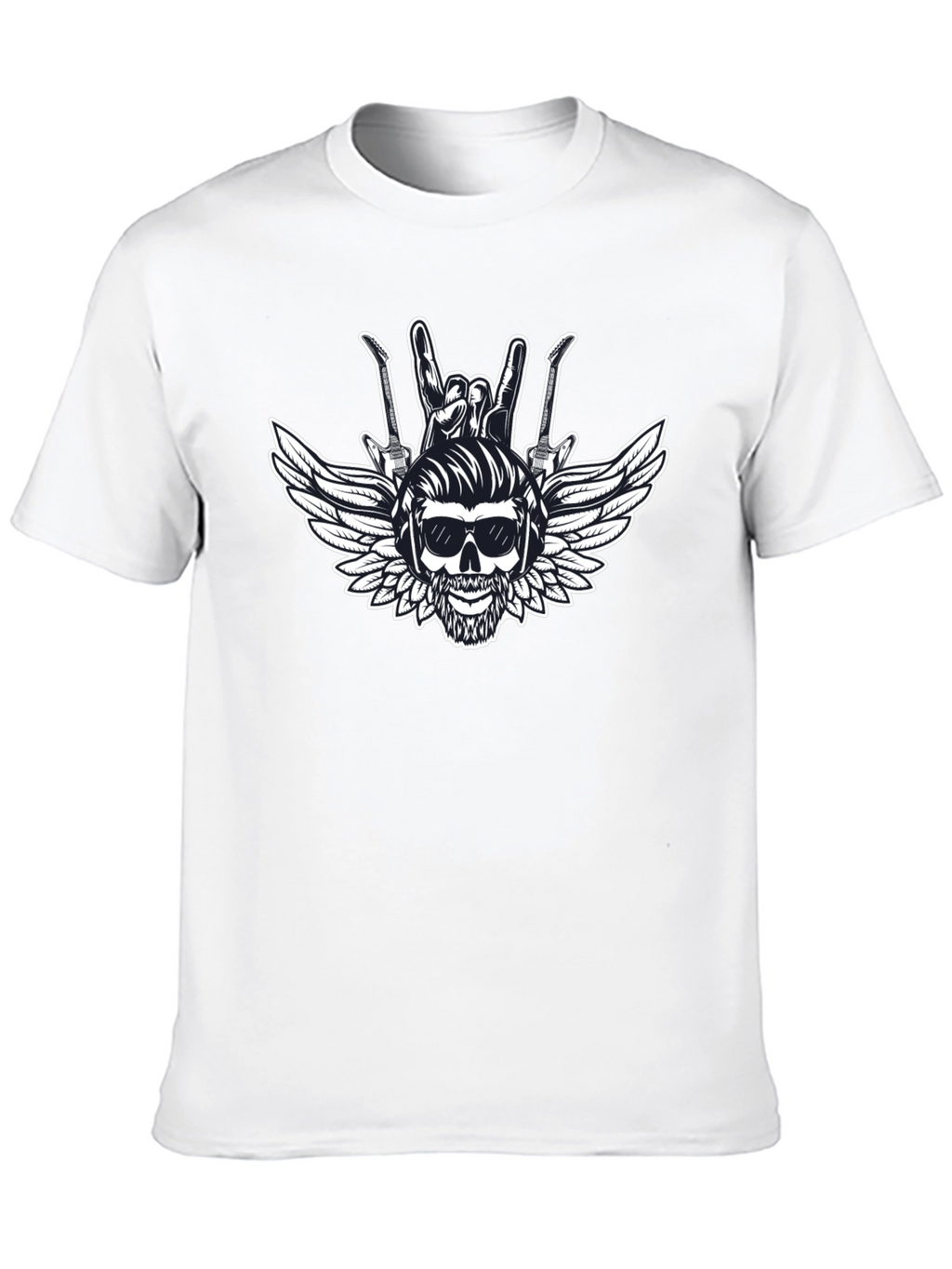 Rock & Roll Skull Graphic T-Shirt