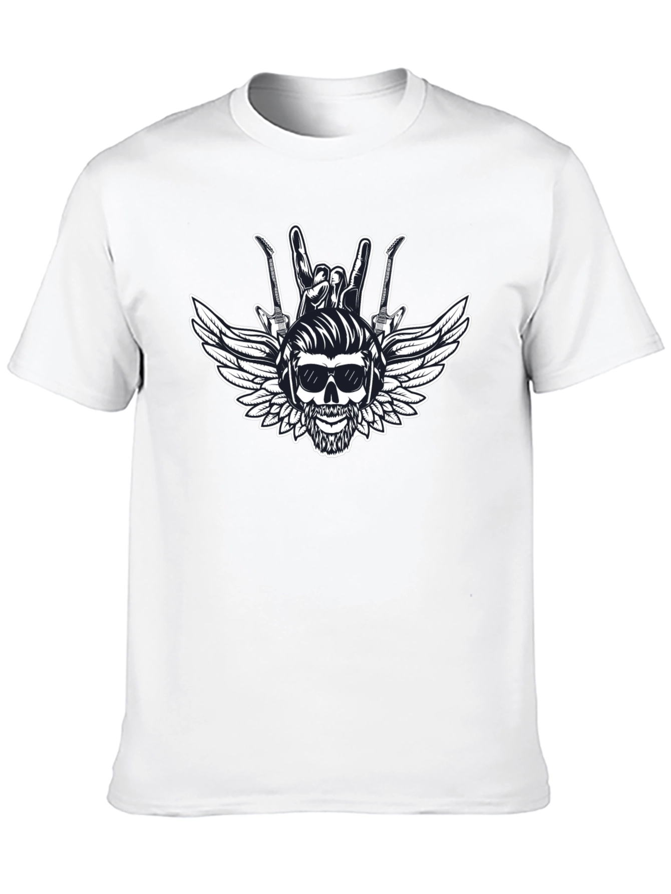 Rock & Roll Skull Graphic T-Shirt