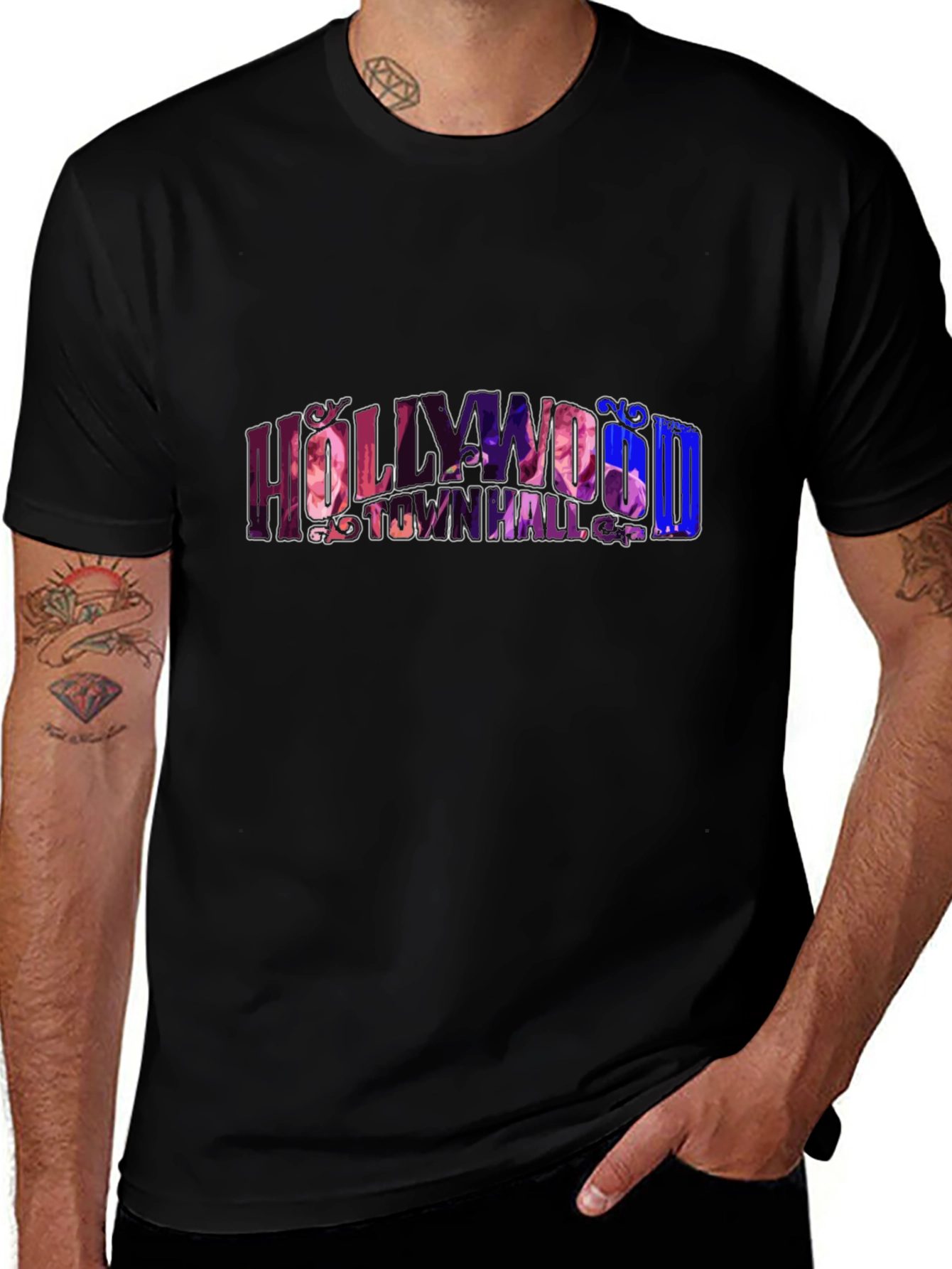 Hollywood Town Hall Black Graphic Tee