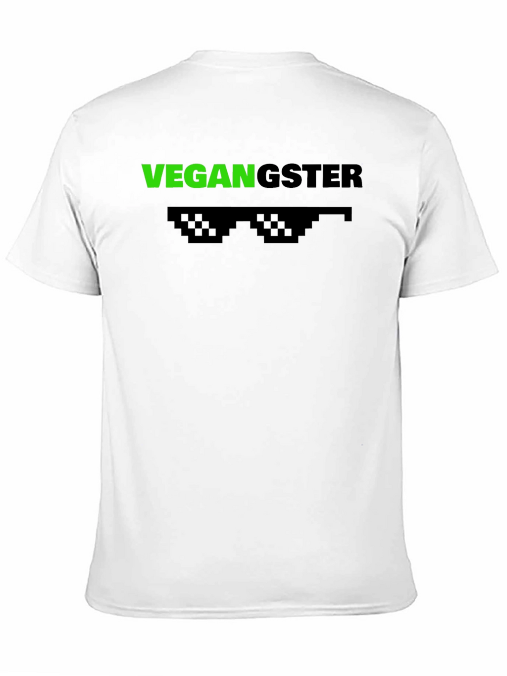 Vegan Gangster Graphic Tee - Cool Pixel Sunglasses Design