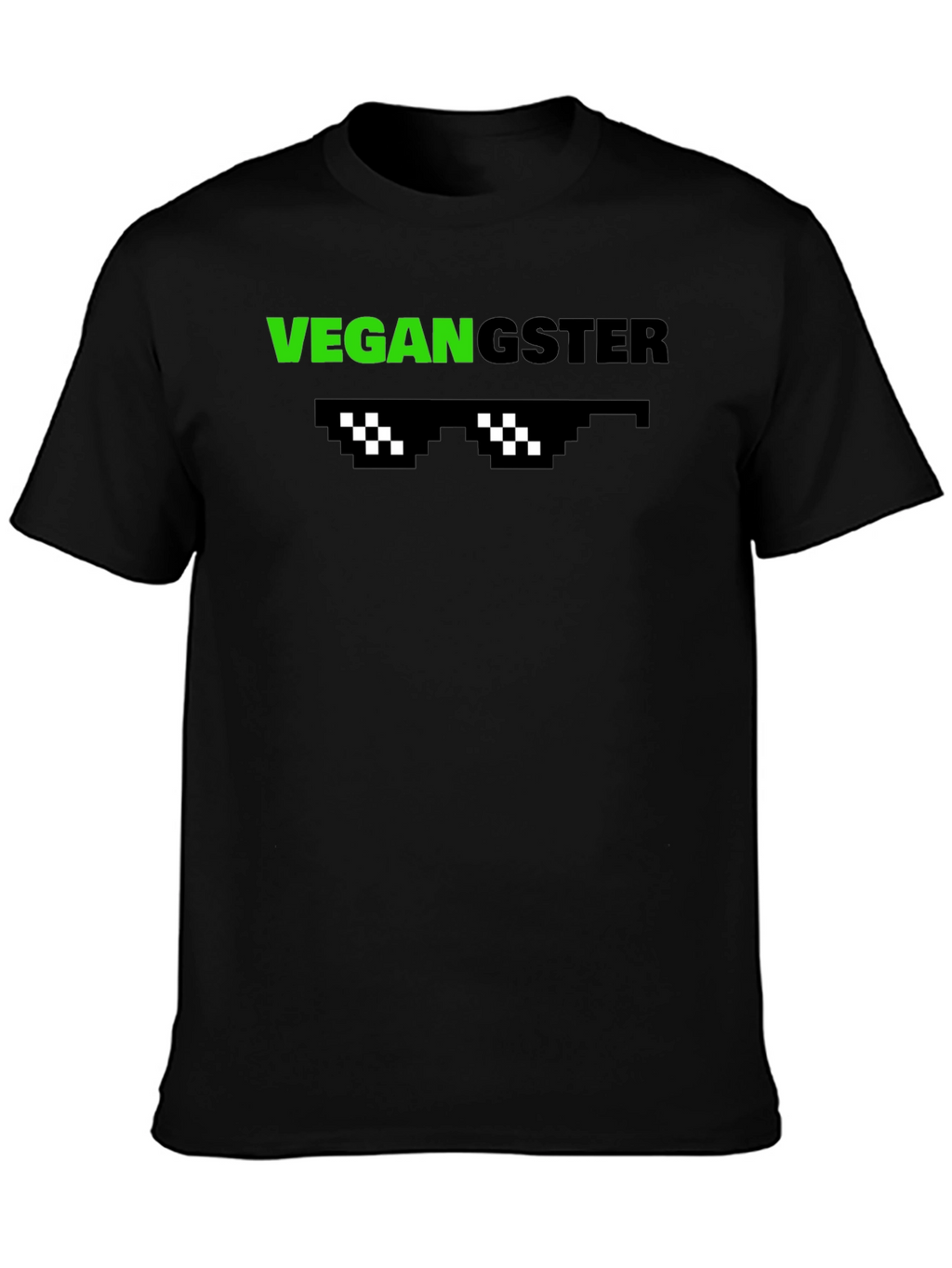Vegan Gangster Graphic Tee - Cool Pixel Sunglasses Design