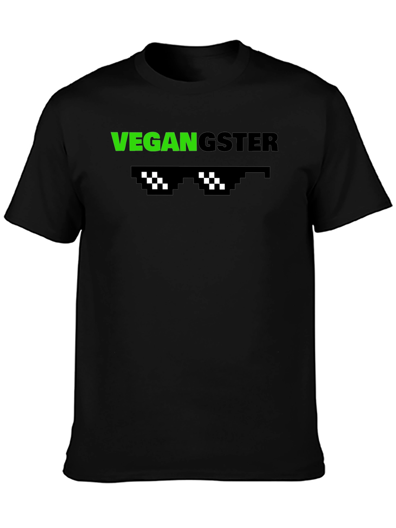 Vegan Gangster Graphic Tee - Cool Pixel Sunglasses Design
