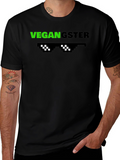 Vegan Gangster Graphic Tee - Cool Pixel Sunglasses Design