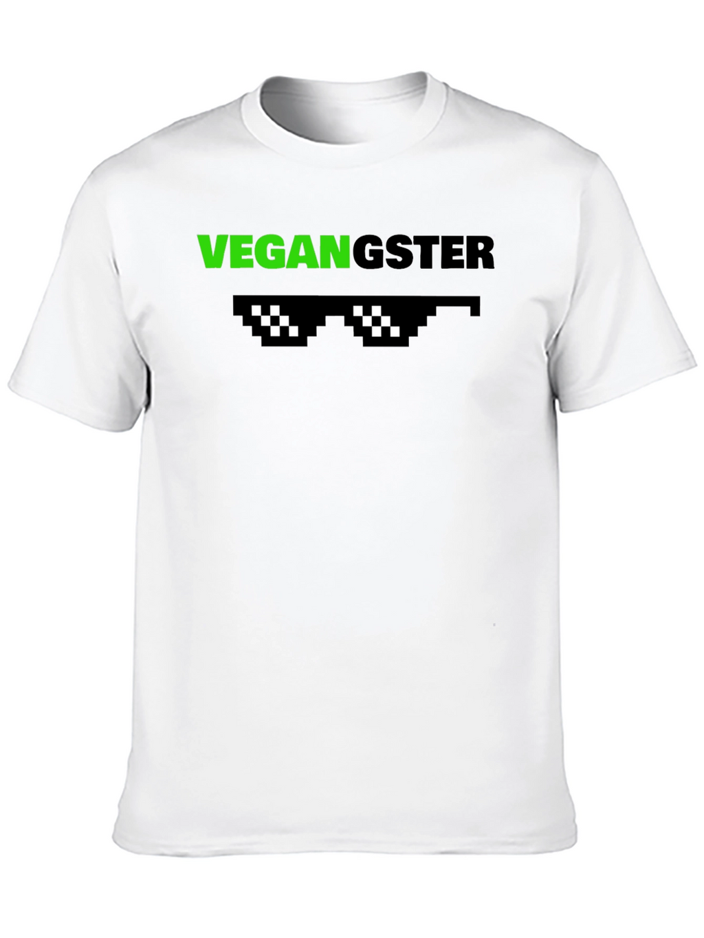 Vegan Gangster Graphic Tee - Cool Pixel Sunglasses Design
