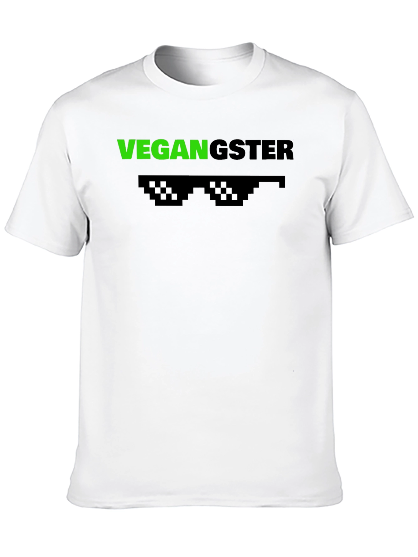 Vegan Gangster Graphic Tee - Cool Pixel Sunglasses Design