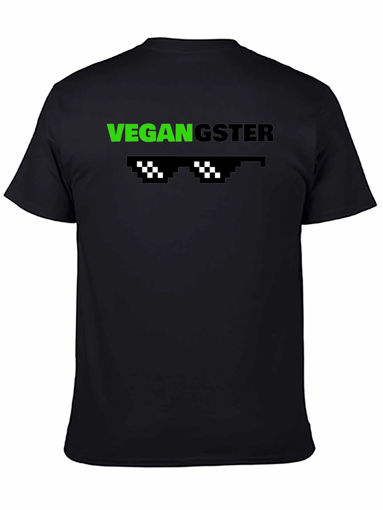 Vegan Gangster Graphic Tee - Cool Pixel Sunglasses Design