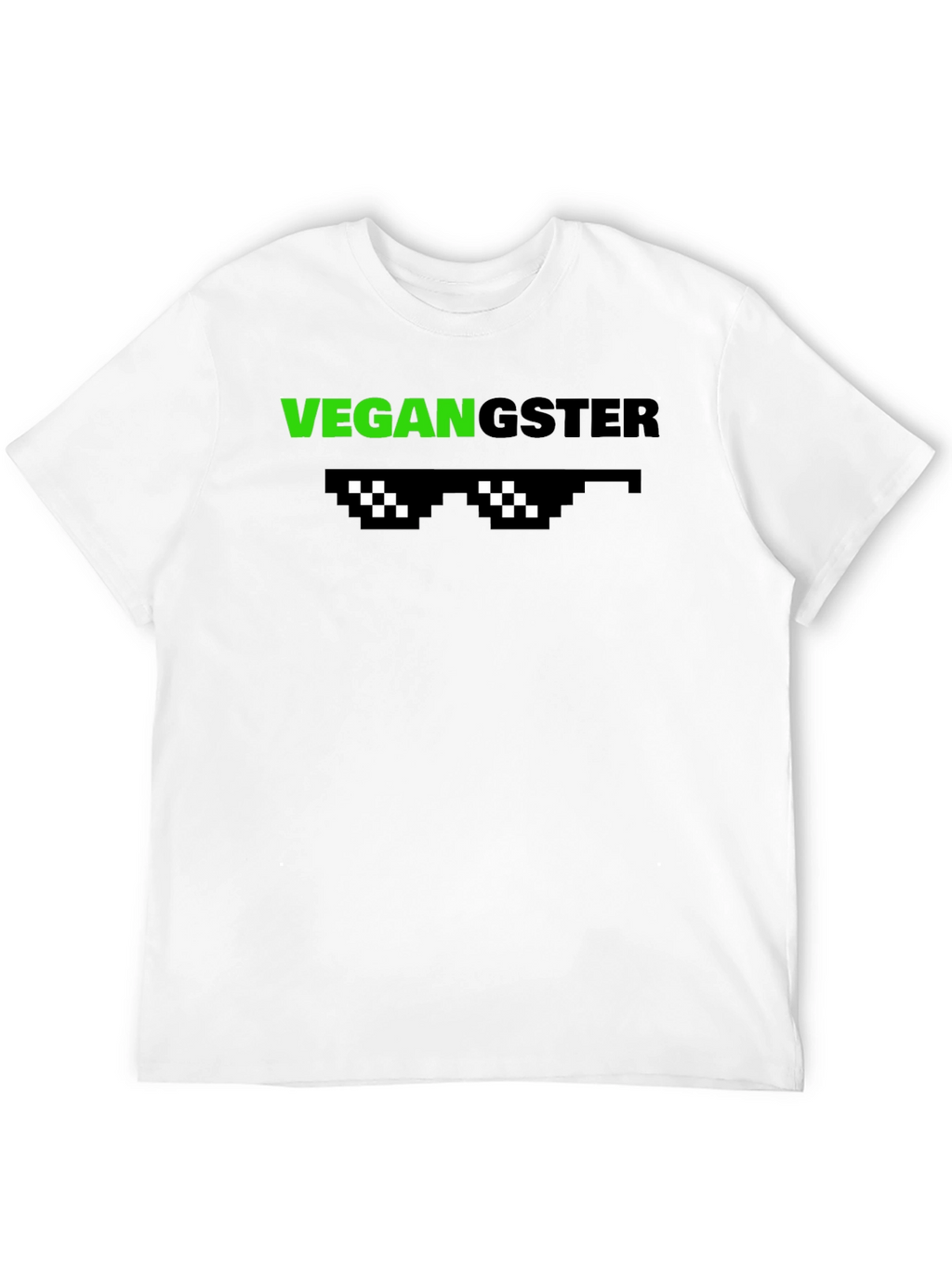 Vegan Gangster Graphic Tee - Cool Pixel Sunglasses Design