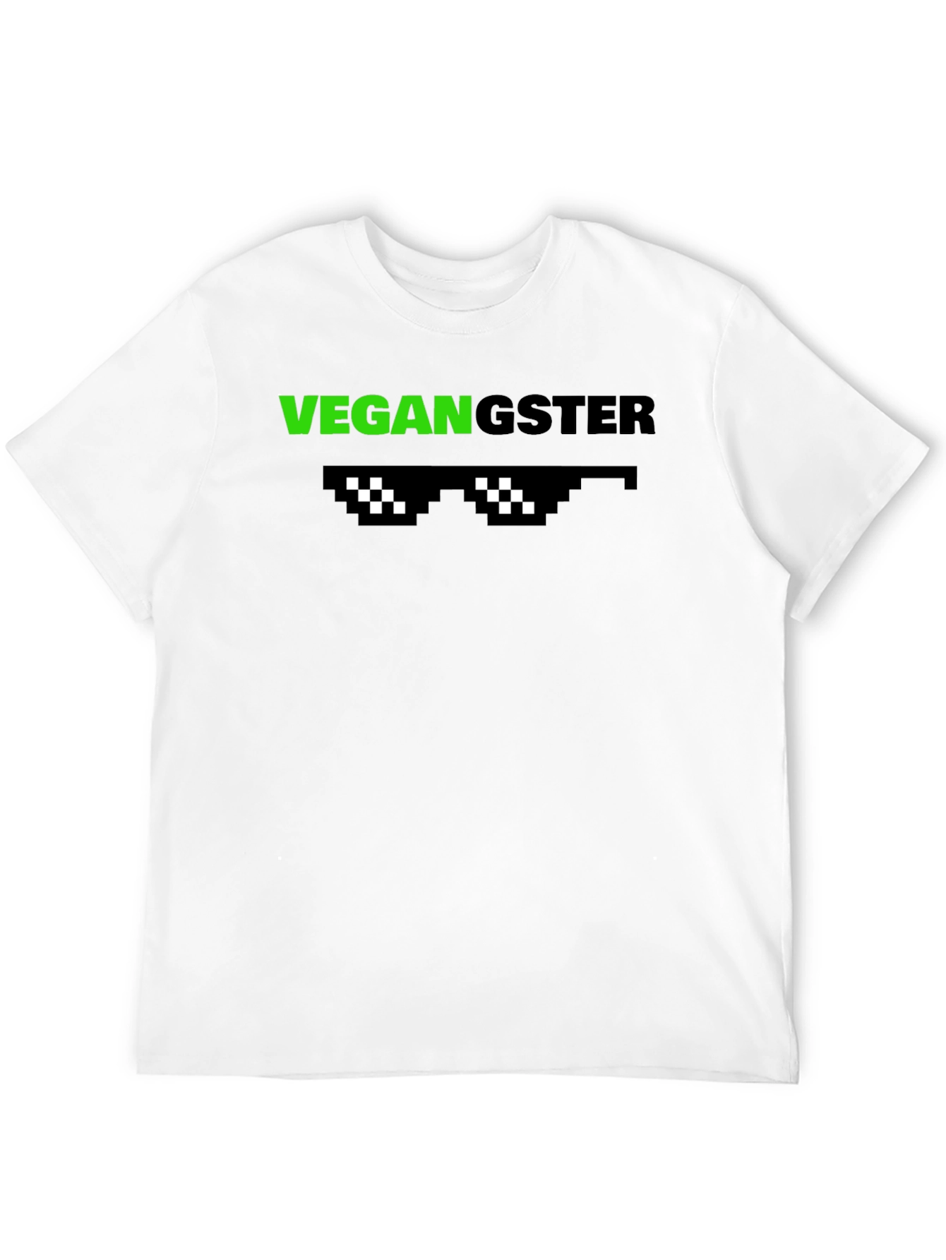 Vegan Gangster Graphic Tee - Cool Pixel Sunglasses Design